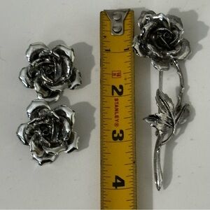 Vintage silver 2 pc Judy Lee rose and rose bud jewelry set